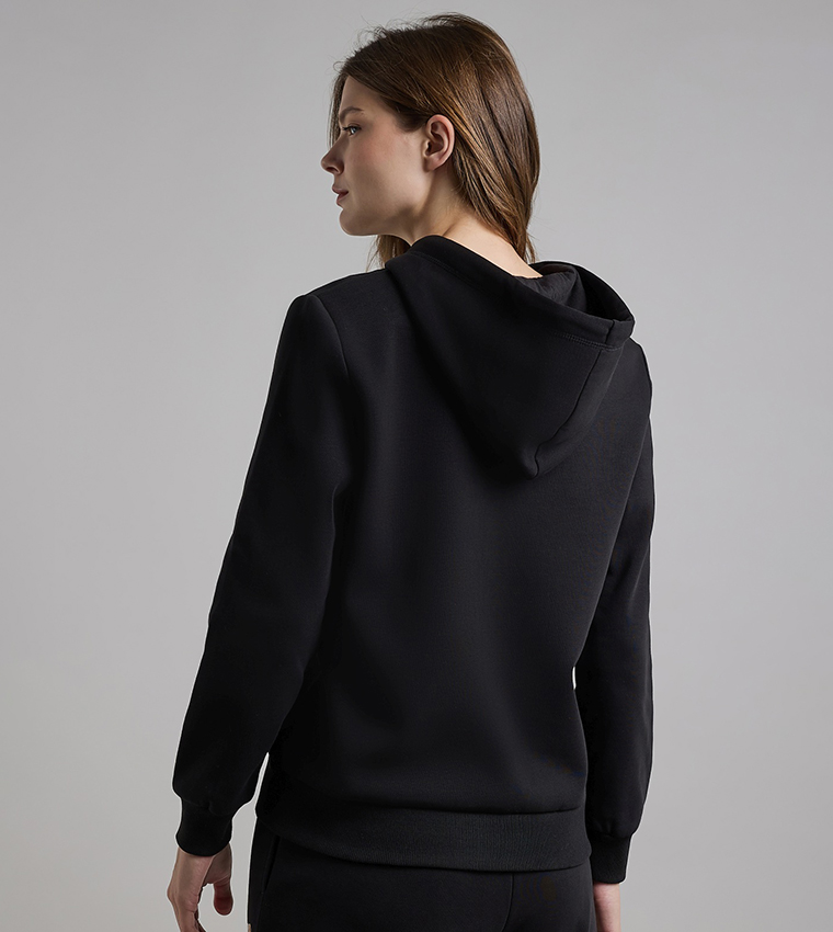Print Detail Hooded Jacket with Long Sleeves