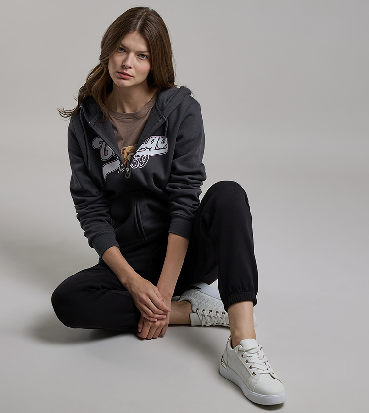 Printed Hooded Jacket with Long Sleeves