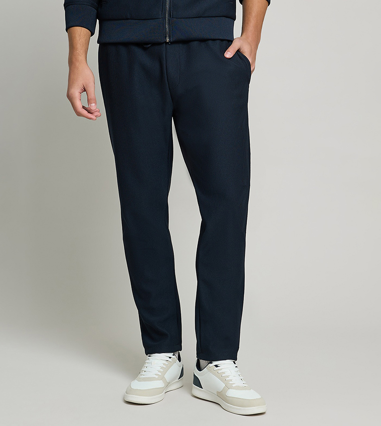 Ribbed Knit Pants with Drawstring Waist