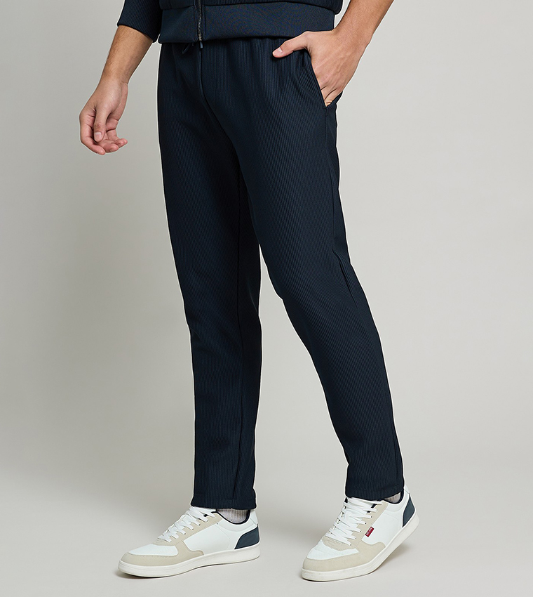 Ribbed Knit Pants with Drawstring Waist