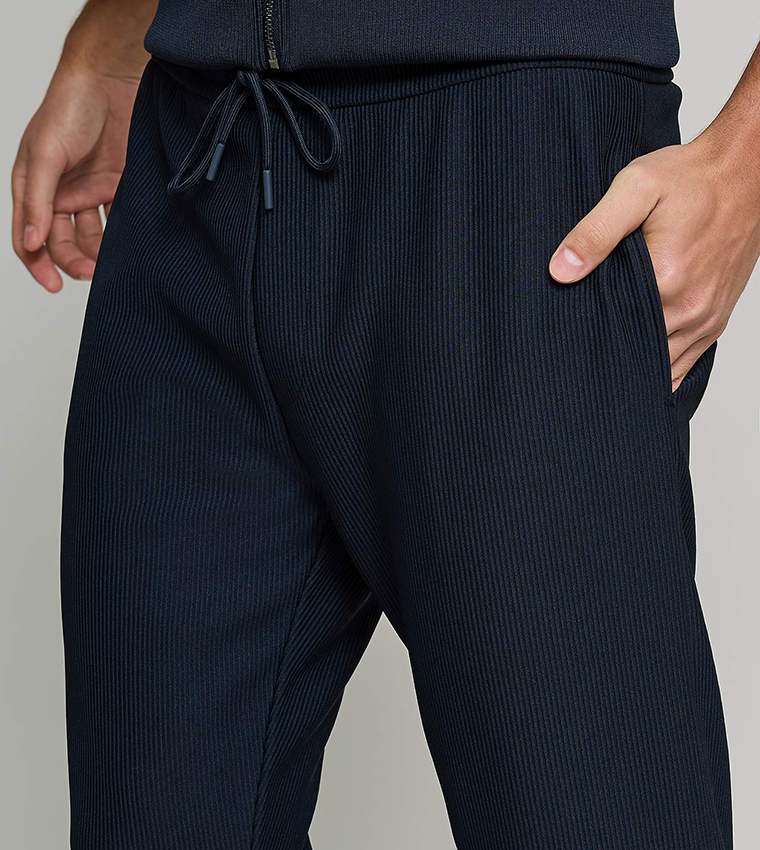 Ribbed Knit Pants with Drawstring Waist