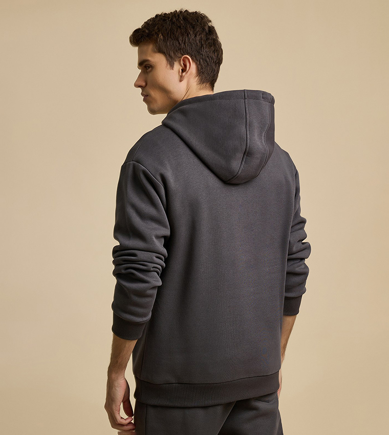 Solid Hoodie with Long Sleeves