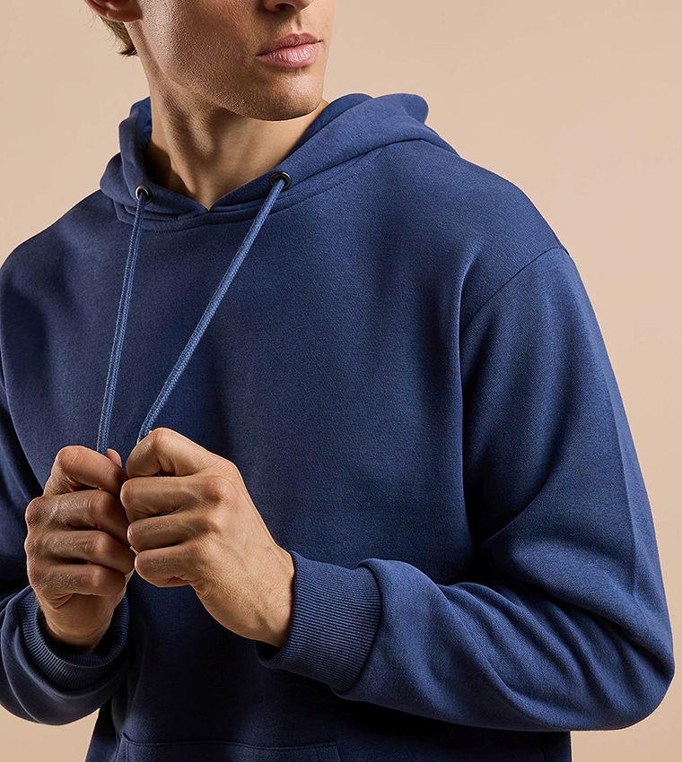 Solid Hoodie with Long Sleeves