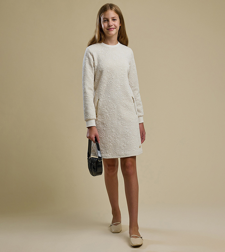princess polly baby blue dress Buy R&B Textured A Line Dress With Crew Neck And Long Sleeves In White