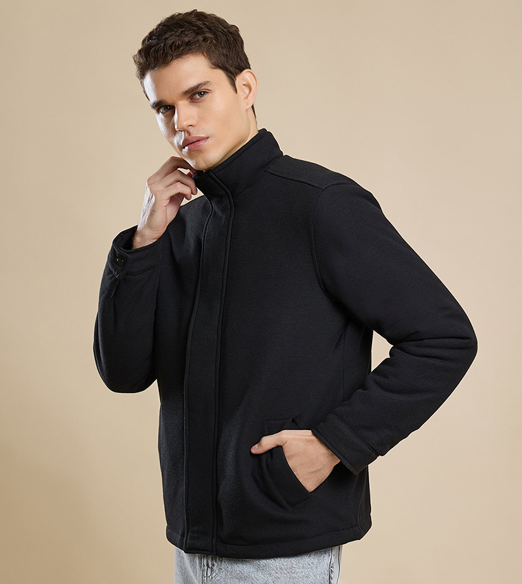 Solid Jacket with Snap-Button Closure