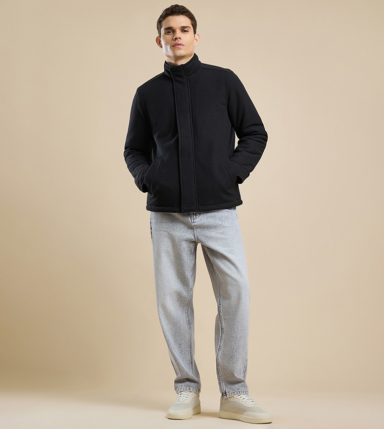 Solid Jacket with Snap-Button Closure