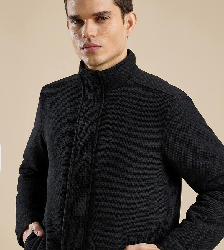 Solid Jacket with Snap-Button Closure