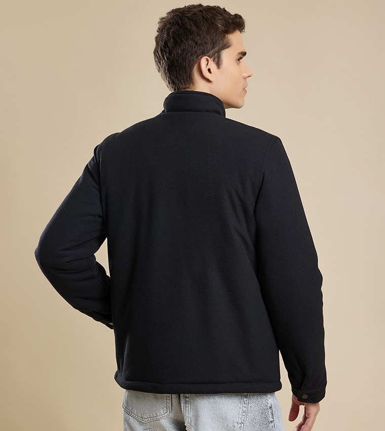 Solid Jacket with Snap-Button Closure