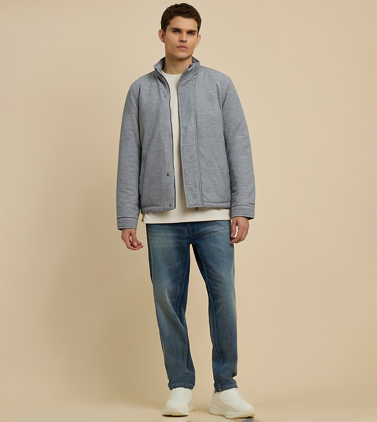 Solid Jacket with Snap-Button Closure