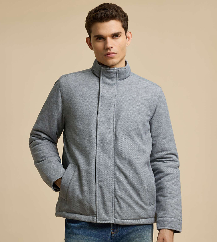 Solid Jacket with Snap-Button Closure