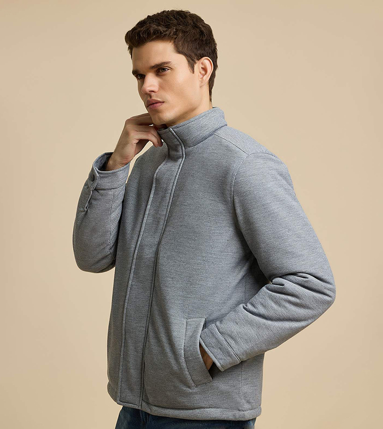 Solid Jacket with Snap-Button Closure
