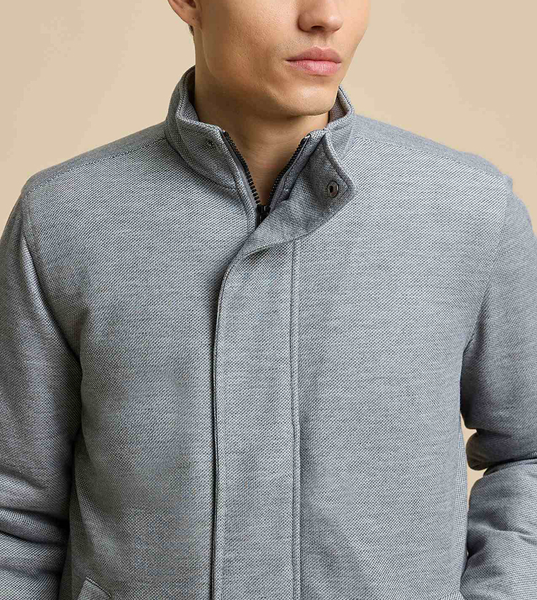 Solid Jacket with Snap-Button Closure