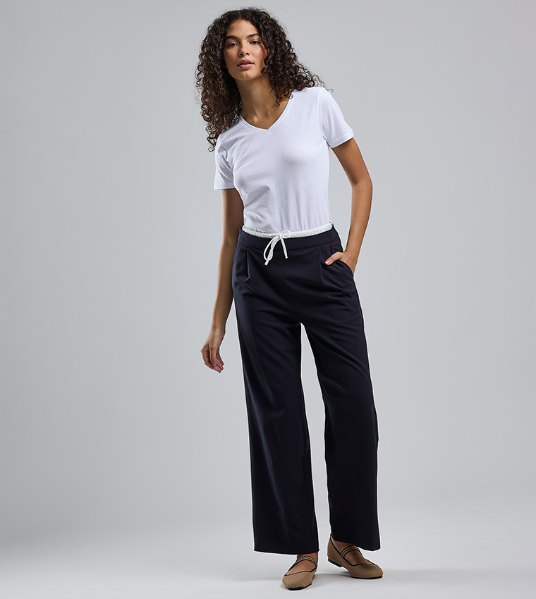 Solid T-Shirt with V-Neck and Short Sleeves
