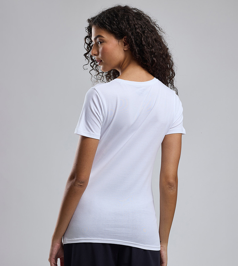 Solid T-Shirt with V-Neck and Short Sleeves