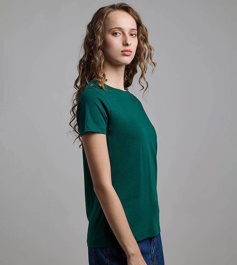 Solid T-Shirt with Crew Neck and Short Sleeves