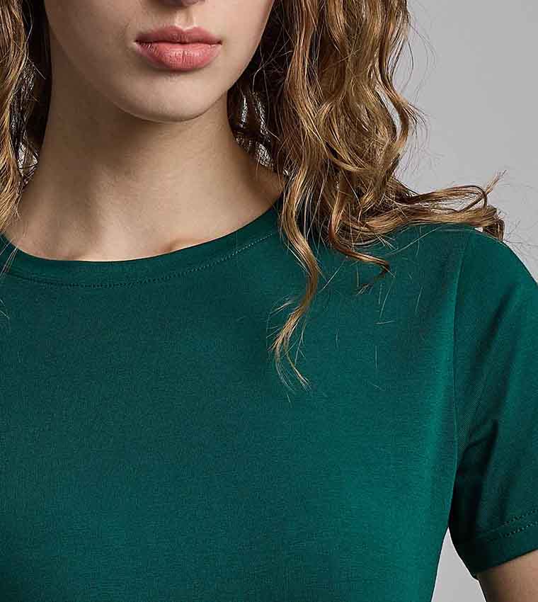 Solid T-Shirt with Crew Neck and Short Sleeves