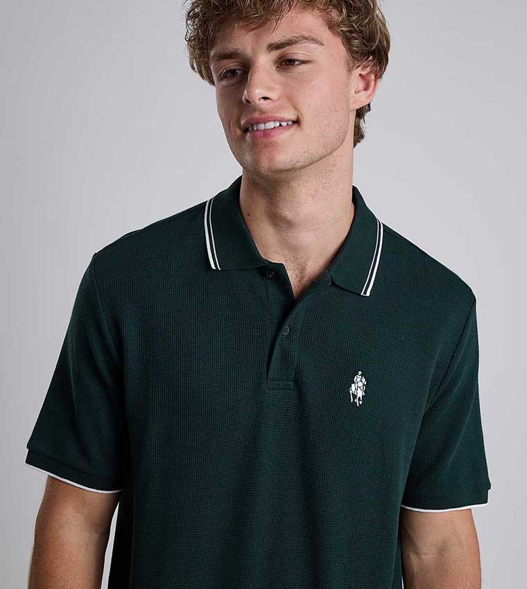Contrast Trim Polo T-Shirt with Shirt Collar and Short Sleeves