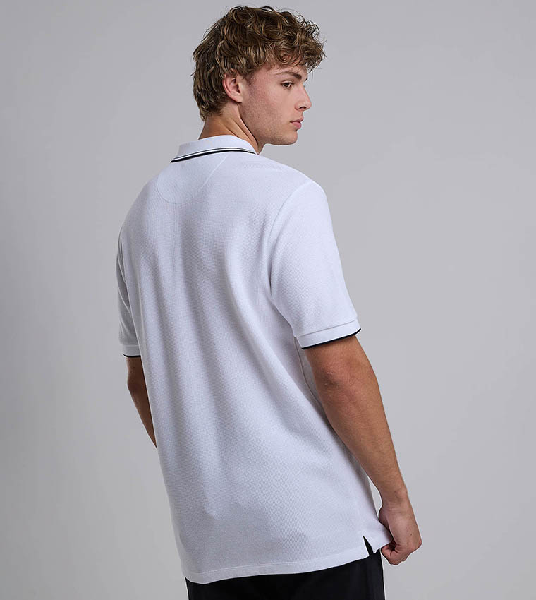 Contrast Trim Polo T-Shirt with Shirt Collar and Short Sleeves