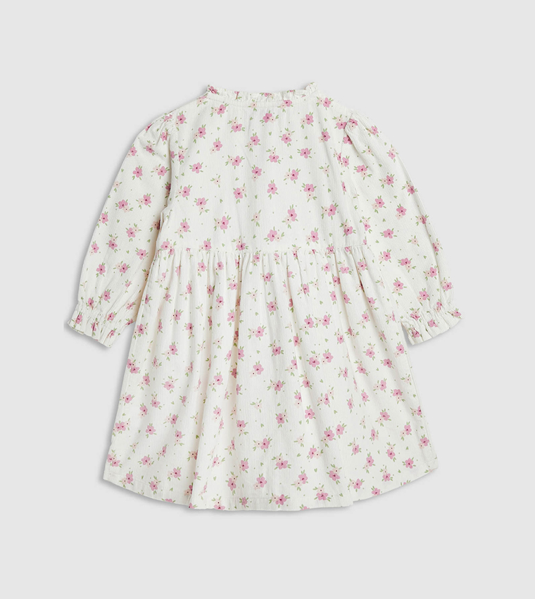 Floral Print Fit and Flare Dress with Long Sleeves