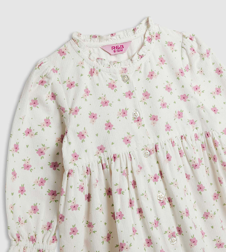 Floral Print Fit and Flare Dress with Long Sleeves