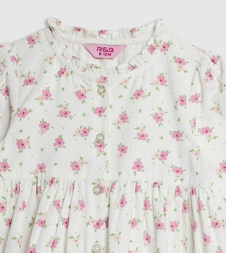 Floral Print Fit and Flare Dress with Long Sleeves