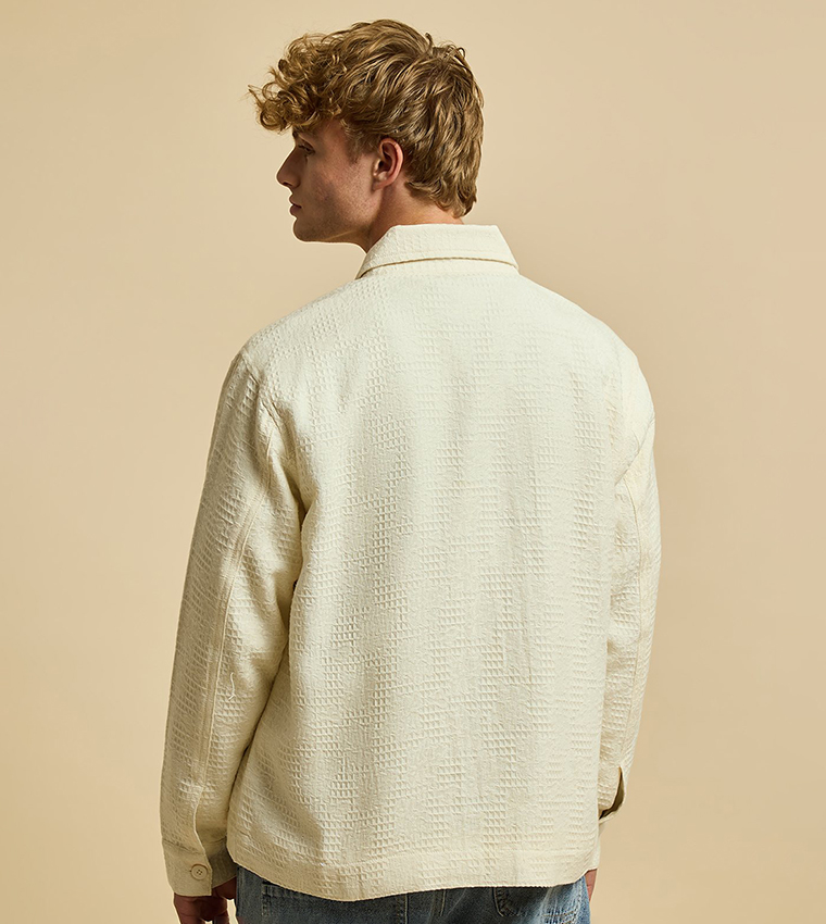 Textured Jacket with Button Closure