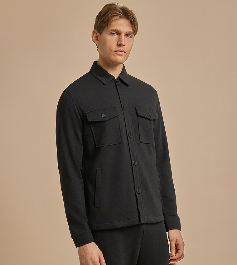 Solid Jacket with Button Closure