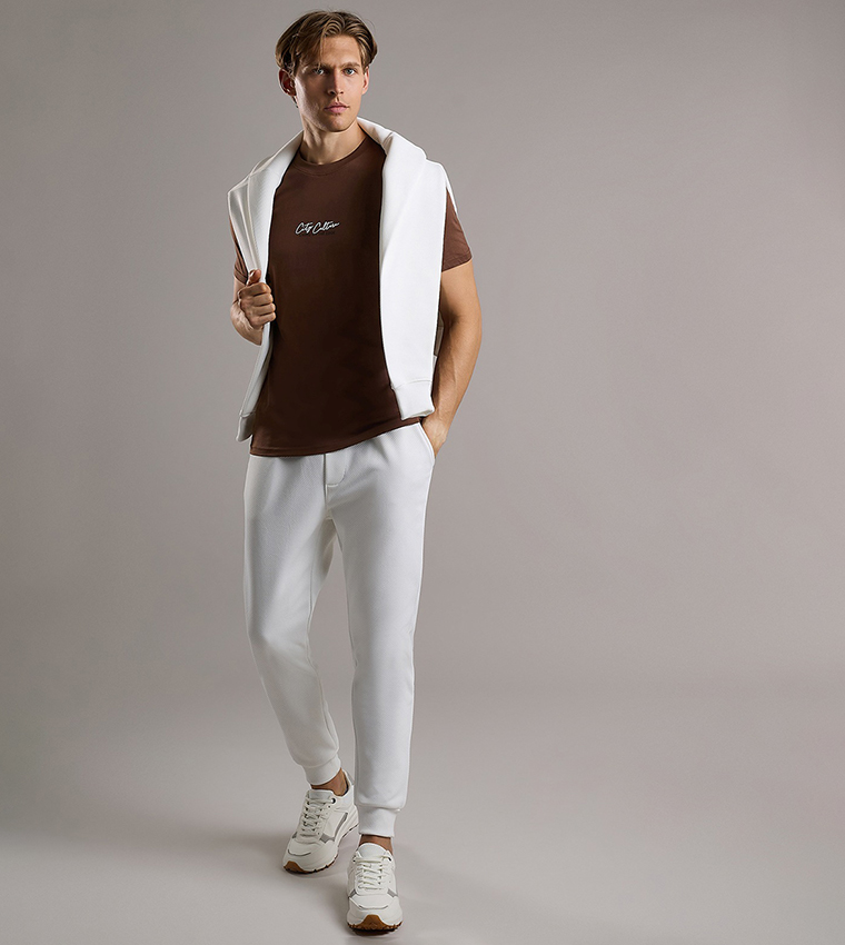 Textured Knit Joggers with Drawstring Waist