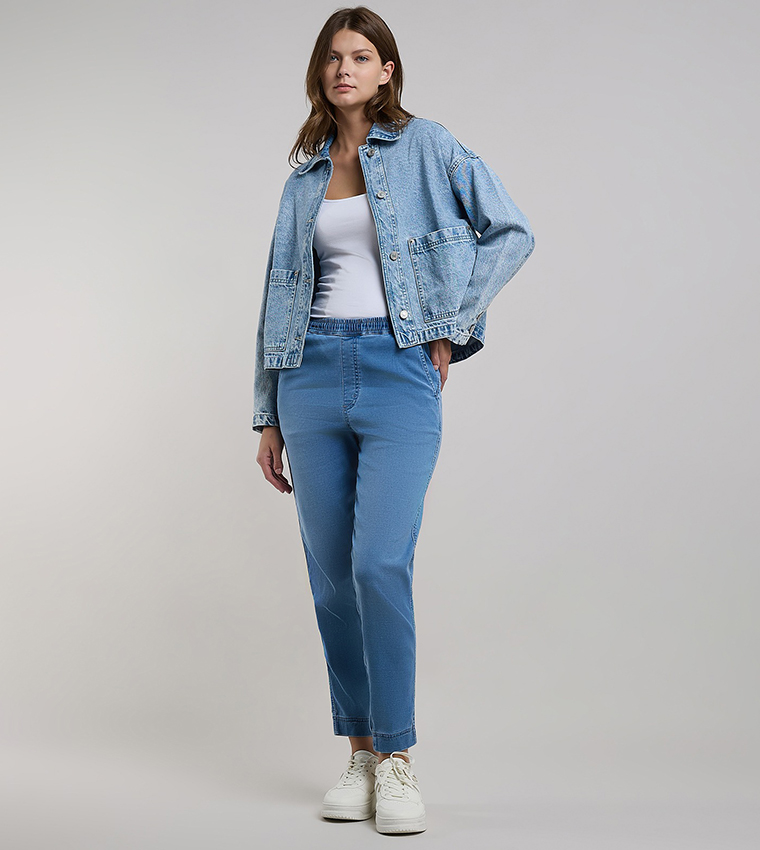 Washed Denim Jacket with Button Closure
