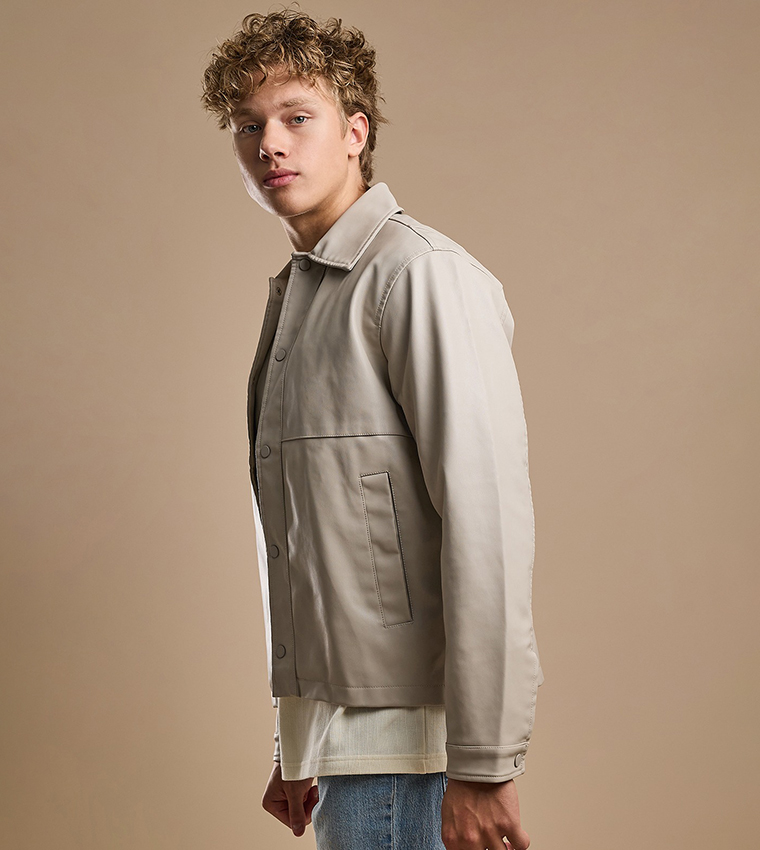 Solid Jacket with Zipper Closure