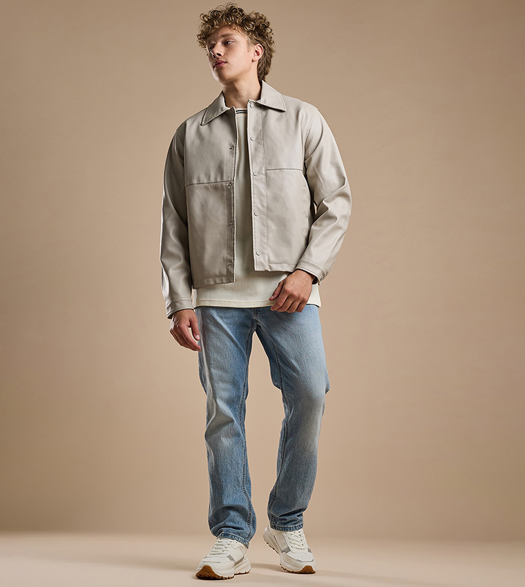 Solid Jacket with Zipper Closure