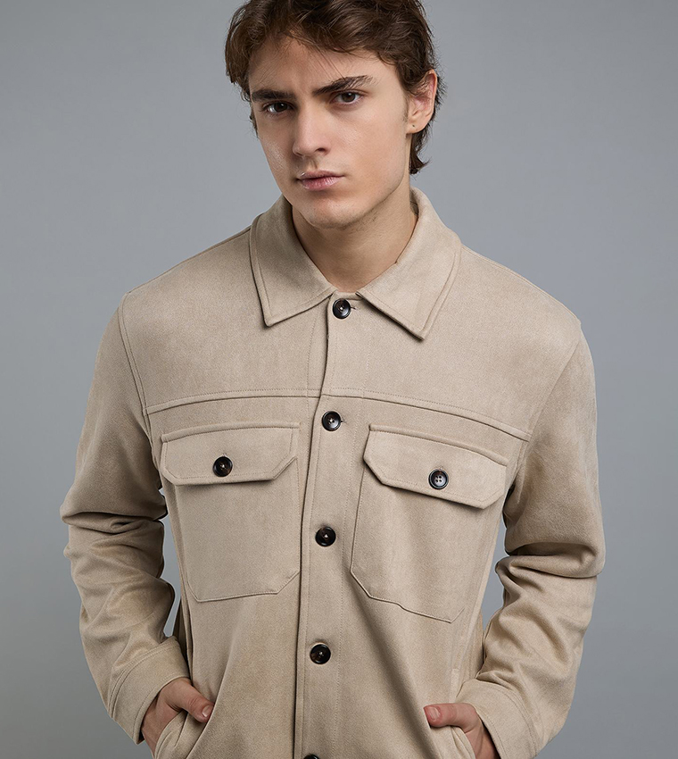 Solid Jacket with Button Closure
