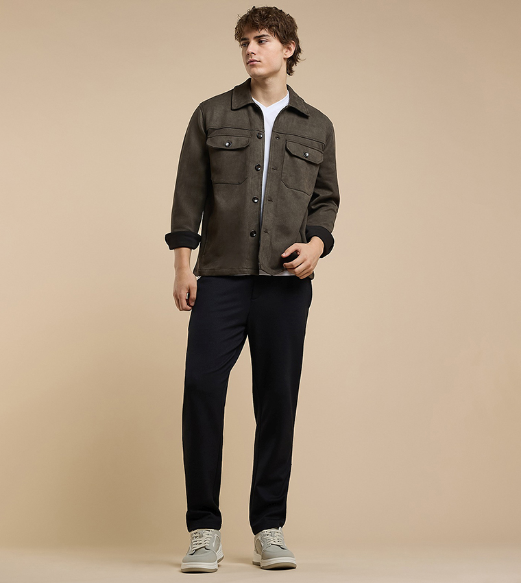 Solid Jacket with Button Closure