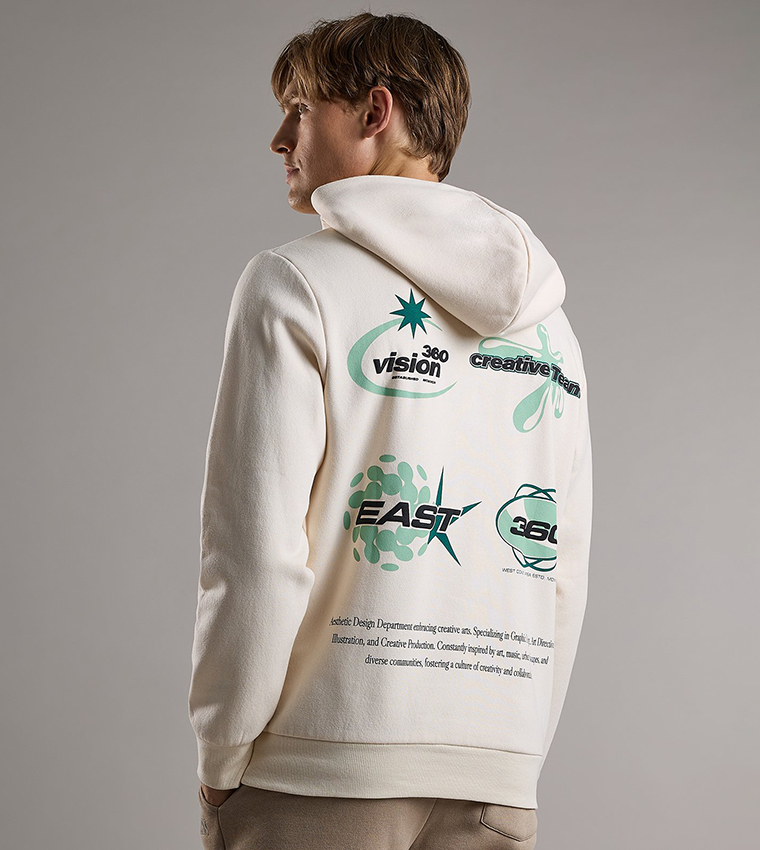 Printed Hoodie with Long Sleeves