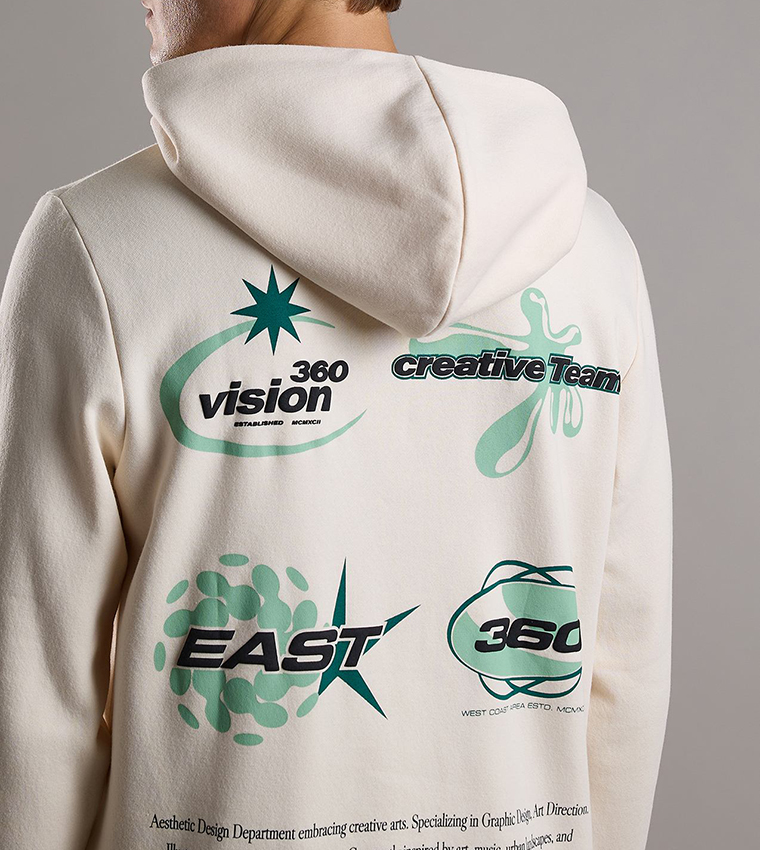 Printed Hoodie with Long Sleeves