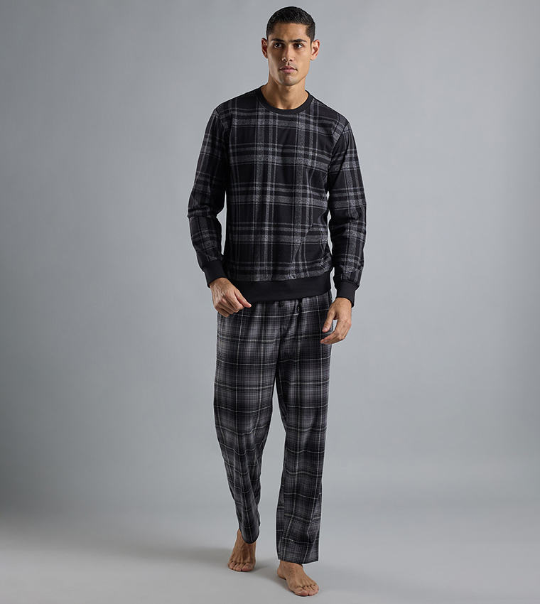 Plaid Lounge Pants with Drawstring Waist