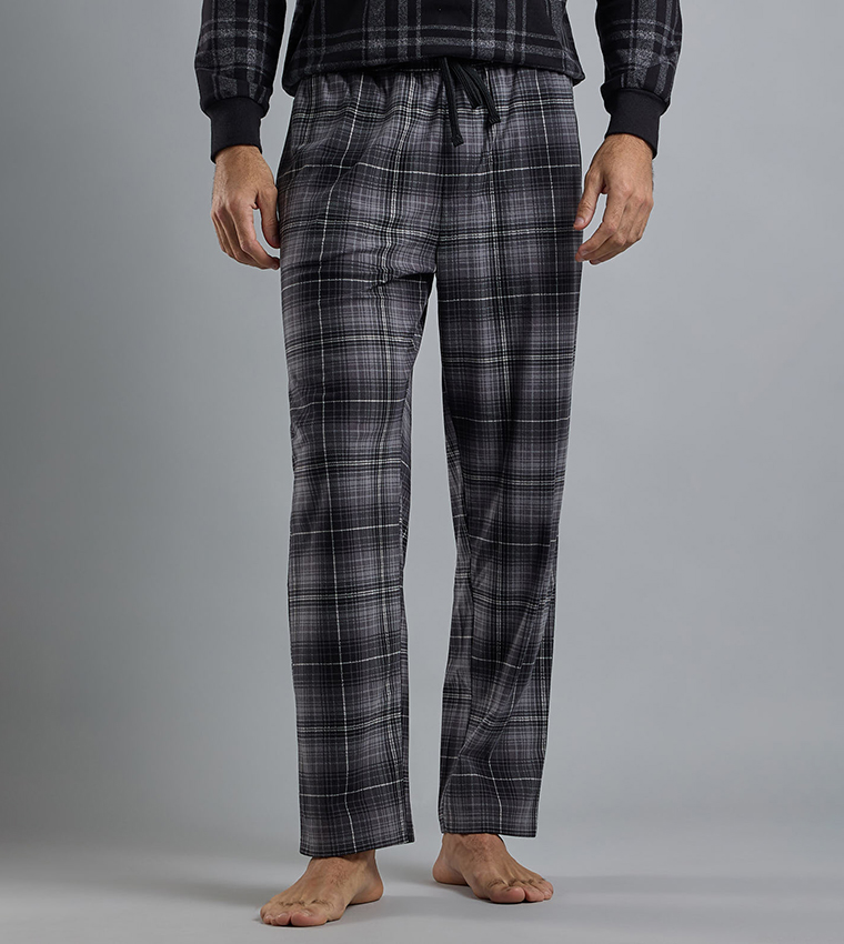Plaid Lounge Pants with Drawstring Waist