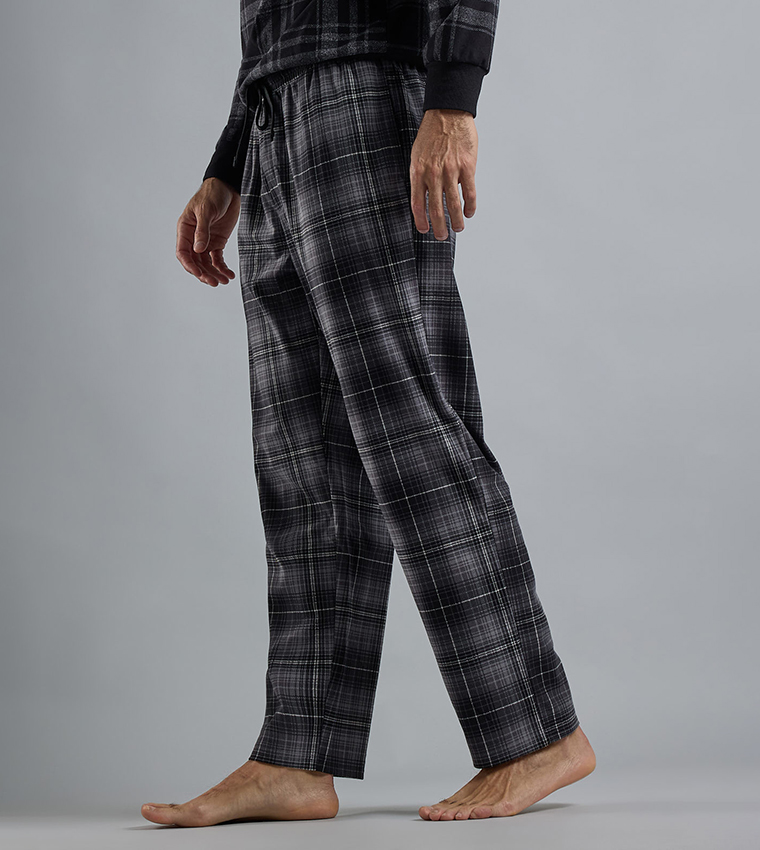 Plaid Lounge Pants with Drawstring Waist
