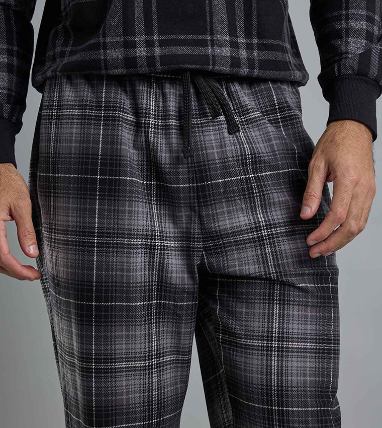 Plaid Lounge Pants with Drawstring Waist