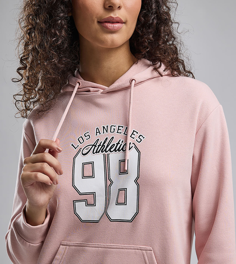 Printed Hoodie with Long Sleeves