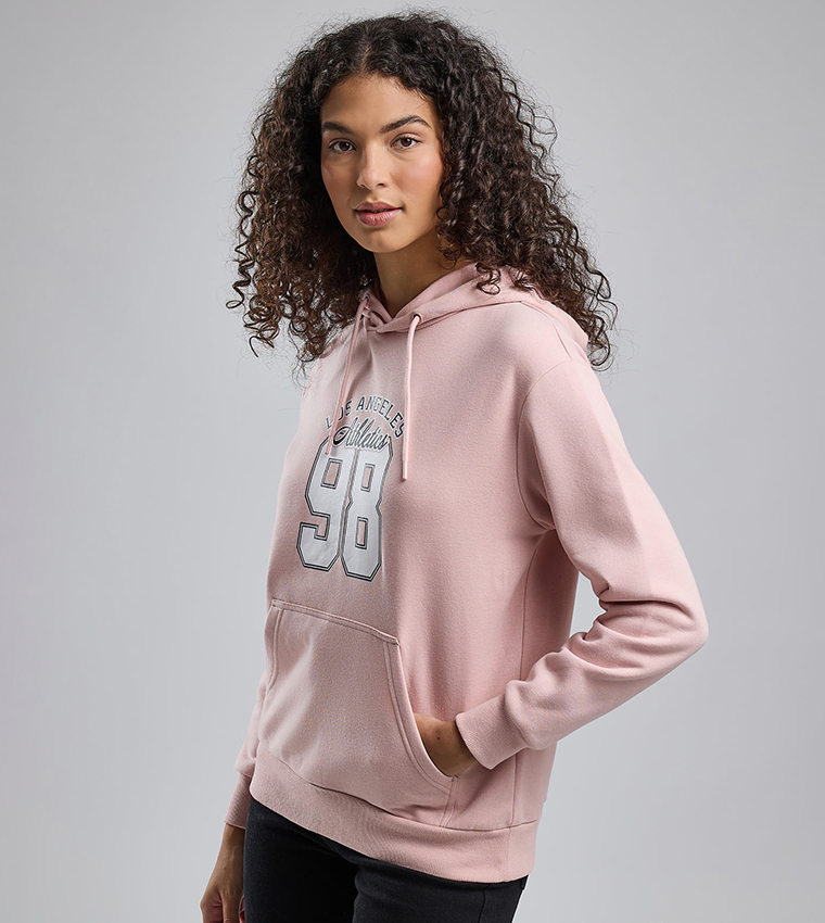 Printed Hoodie with Long Sleeves