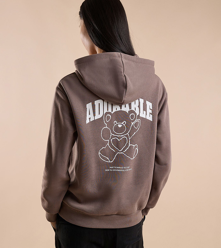 Printed Hoodie with Long Sleeves