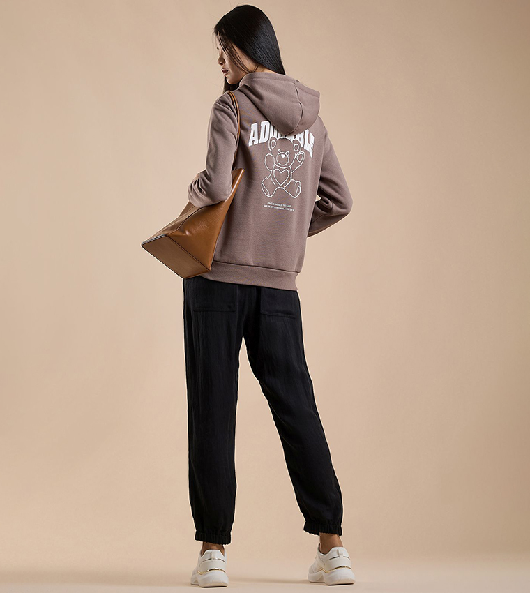 Printed Hoodie with Long Sleeves