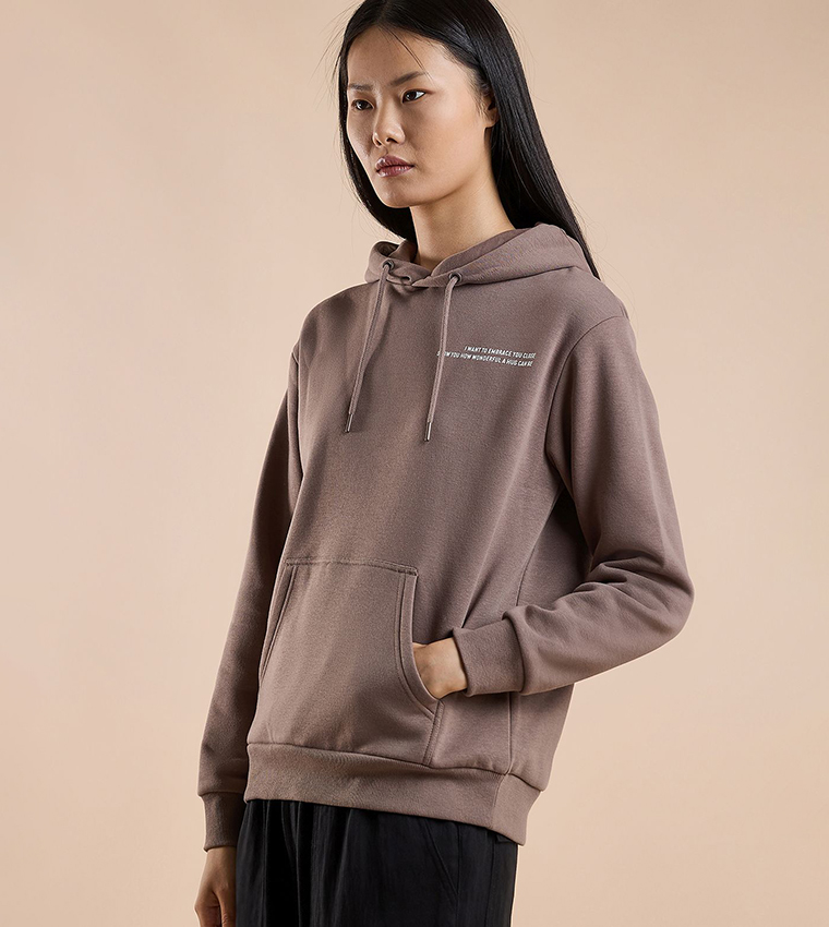 Printed Hoodie with Long Sleeves