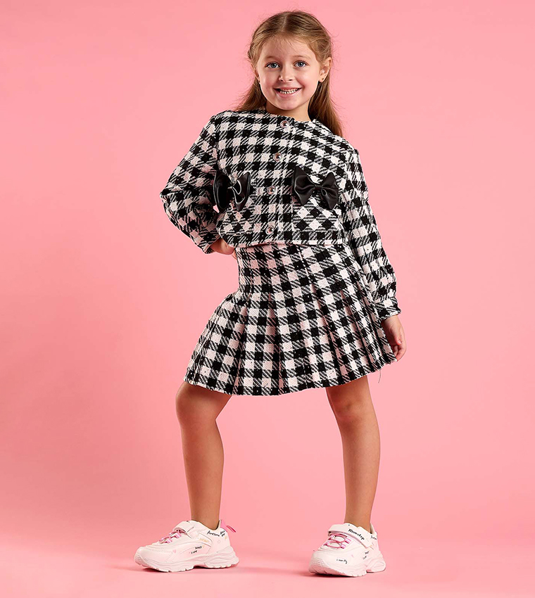Plaid Mini Skirt with Elastic Waist