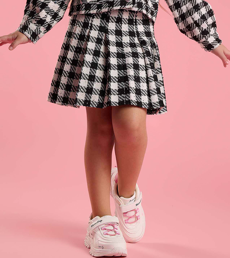Plaid Mini Skirt with Elastic Waist
