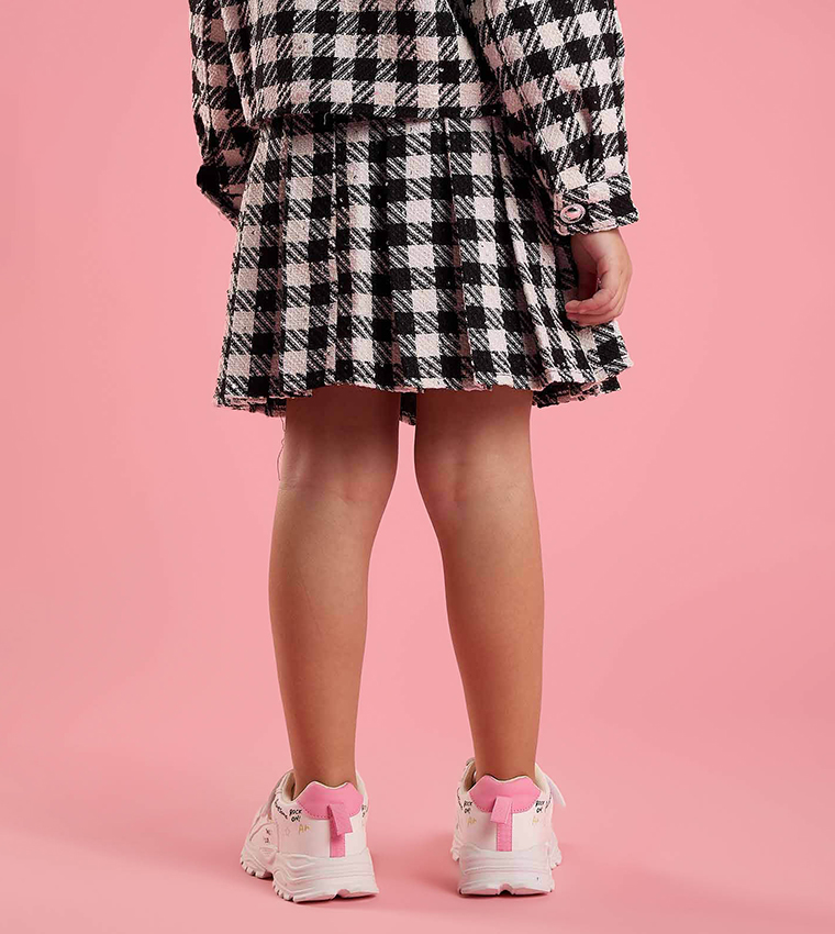 Plaid Mini Skirt with Elastic Waist