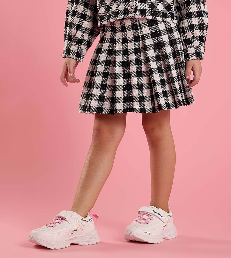 Plaid Mini Skirt with Elastic Waist