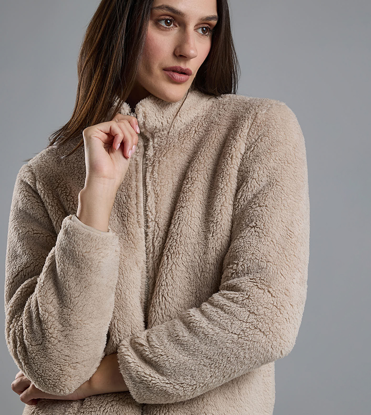 Plush Jacket with Zipper Closure