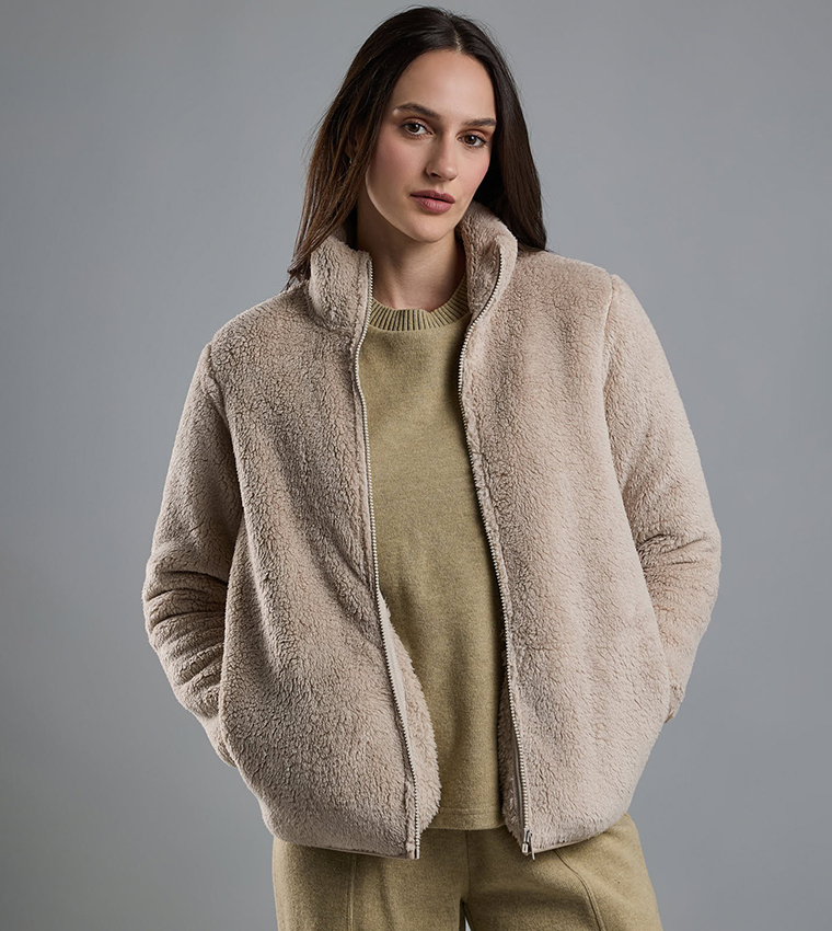 Plush Jacket with Zipper Closure
